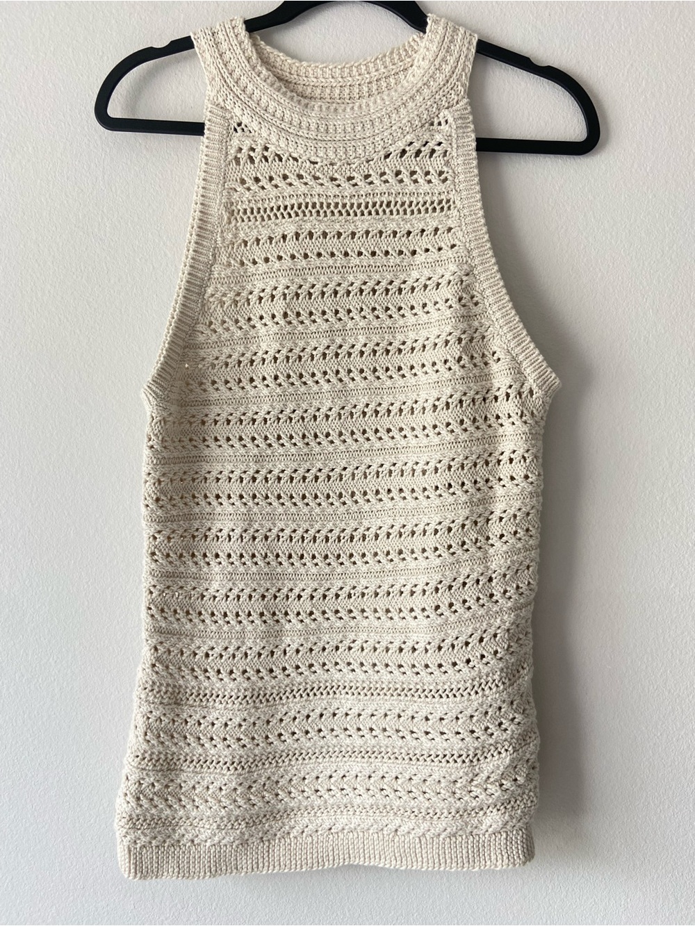 Banana Republic Cream Crochet Knit Sleeveless Tank Top Size L